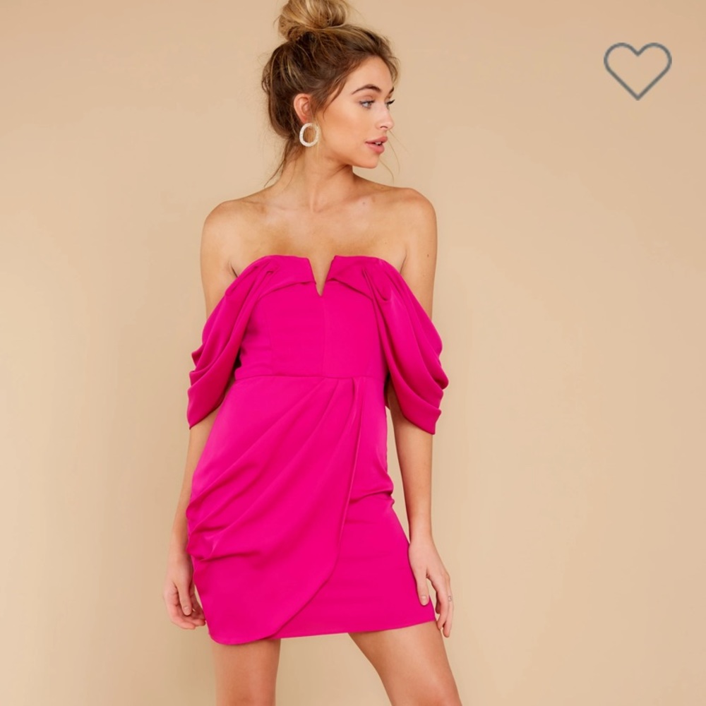NEW! Magenta off-the-shoulder dress. Never worn.